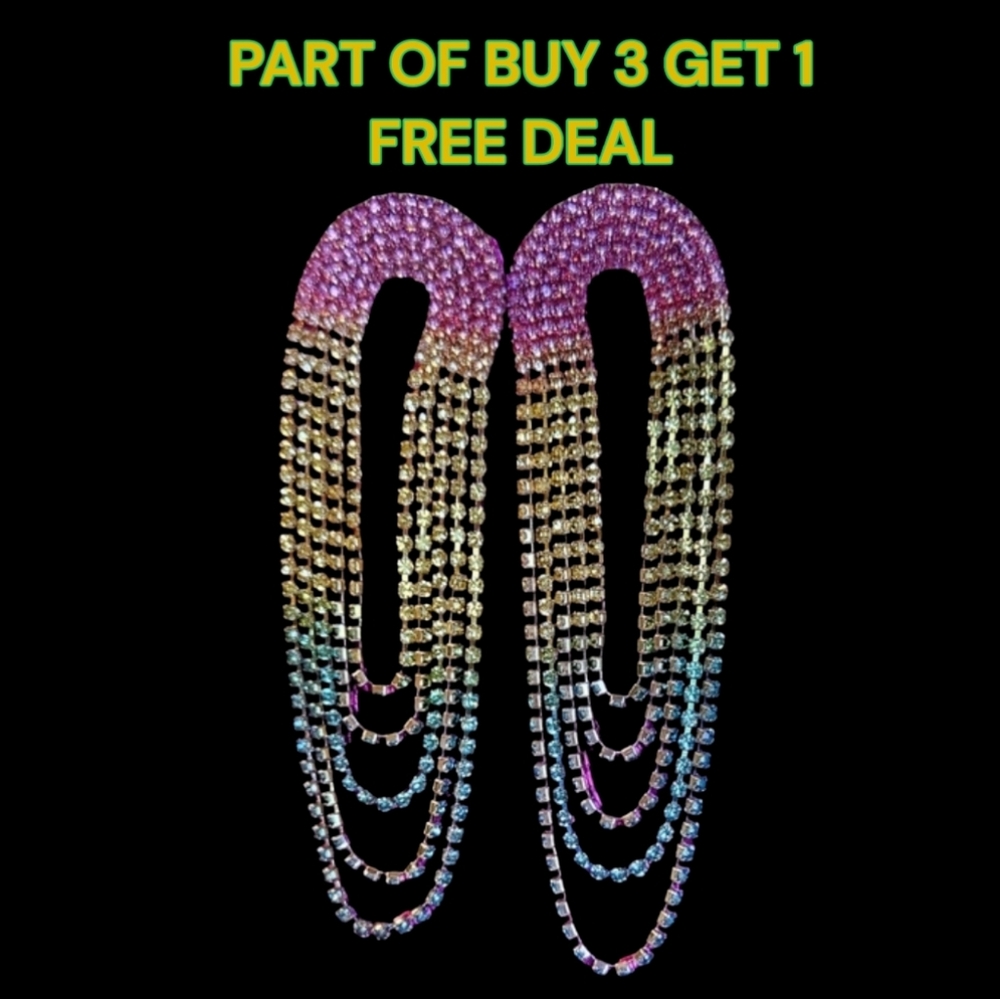 Gorgeous Colorful Ombré Pastel Waterfall Dangle Earrings - NWOT